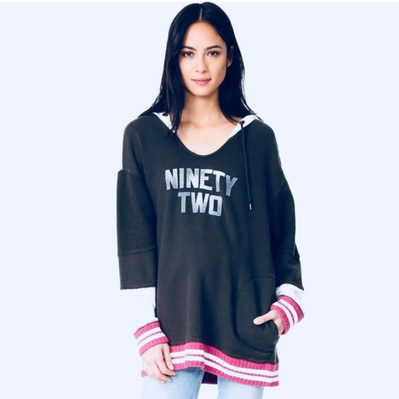 Free people Womens oversized collegiate 92 hooded sweater size xs (fits S-L) - Picture 1 of 8